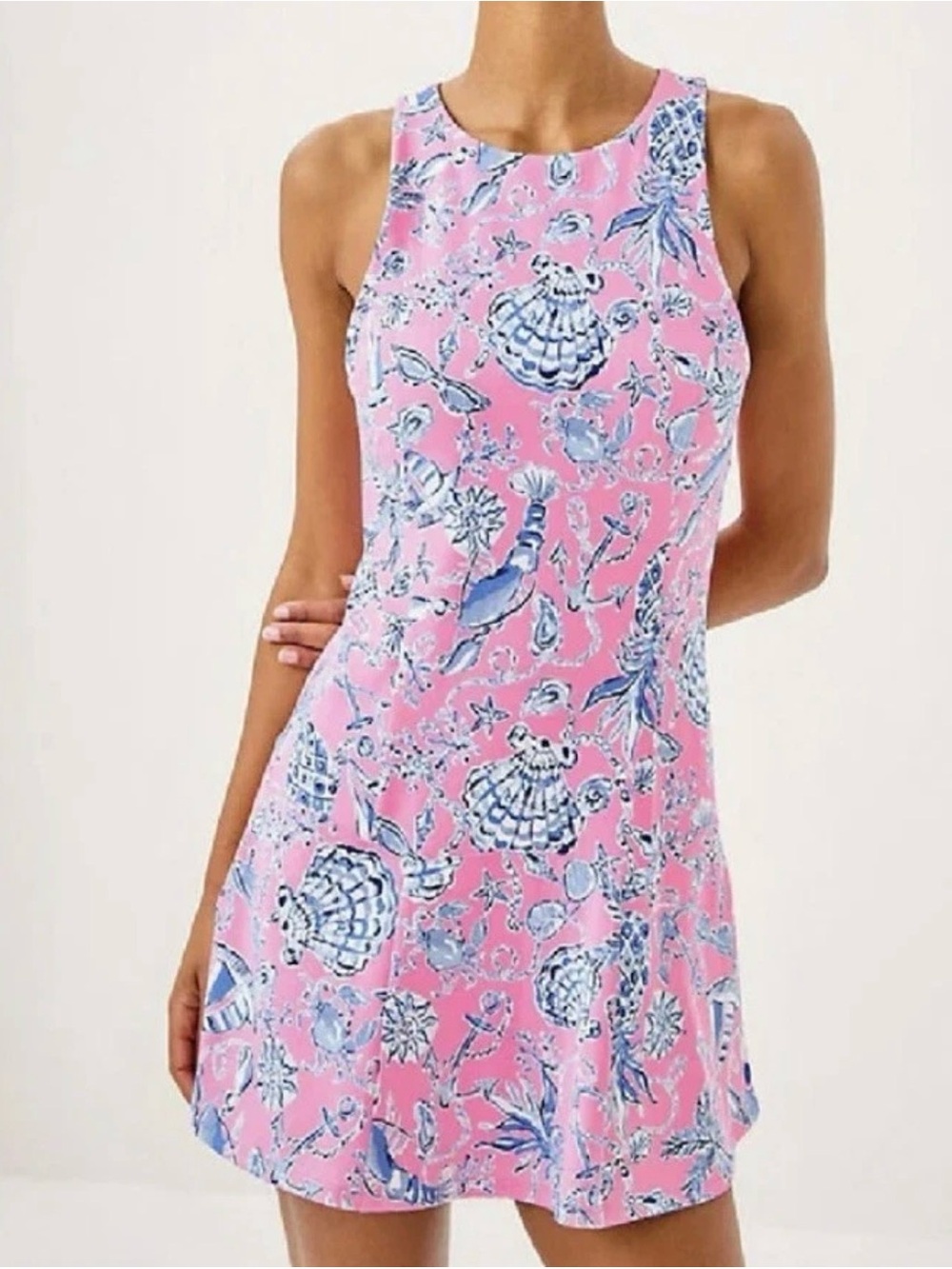 Lilly Pulitzer Pink and Blue Seashell Print Tank Dress